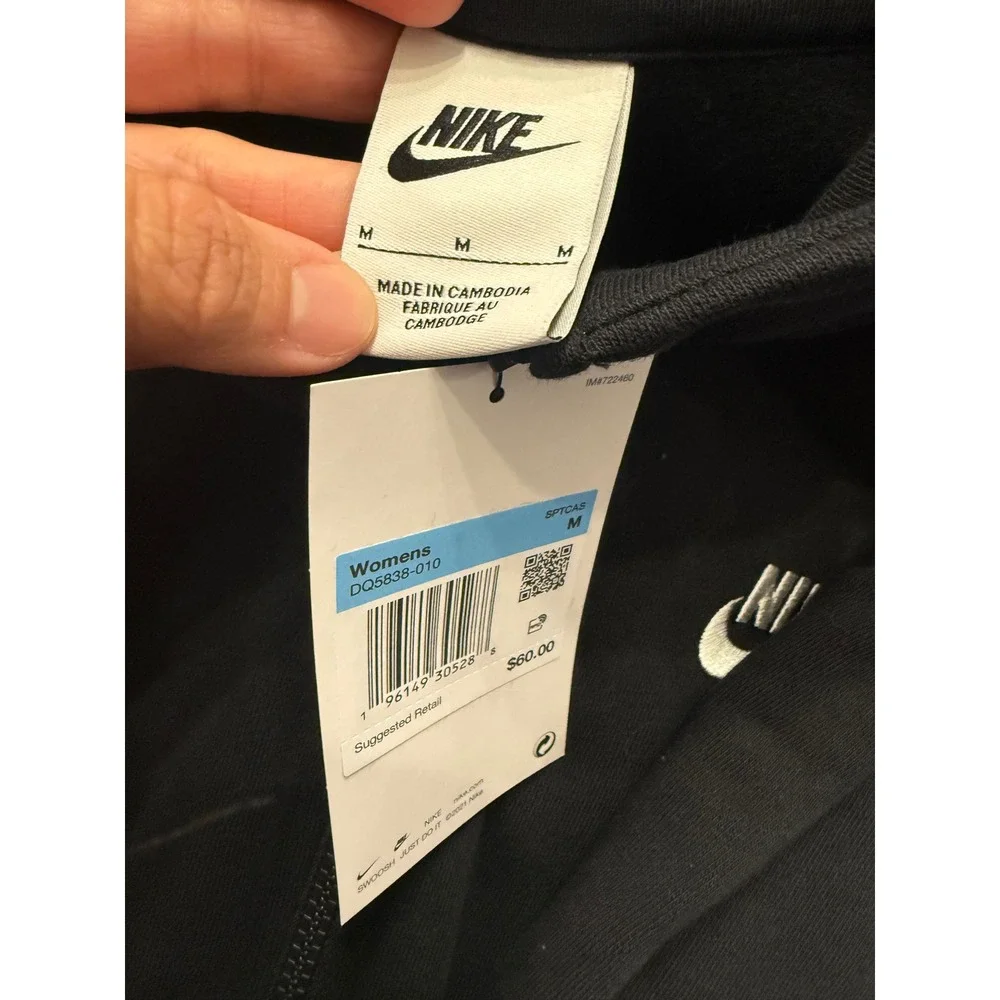 Nike Half Zip Sweatshirt Womens Medium Black Fleece Pullover DQ5838-010 NWT